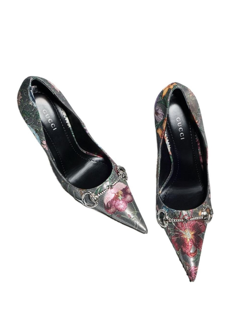 Gucci Metallic Donna Pump With Crystal Horsebit