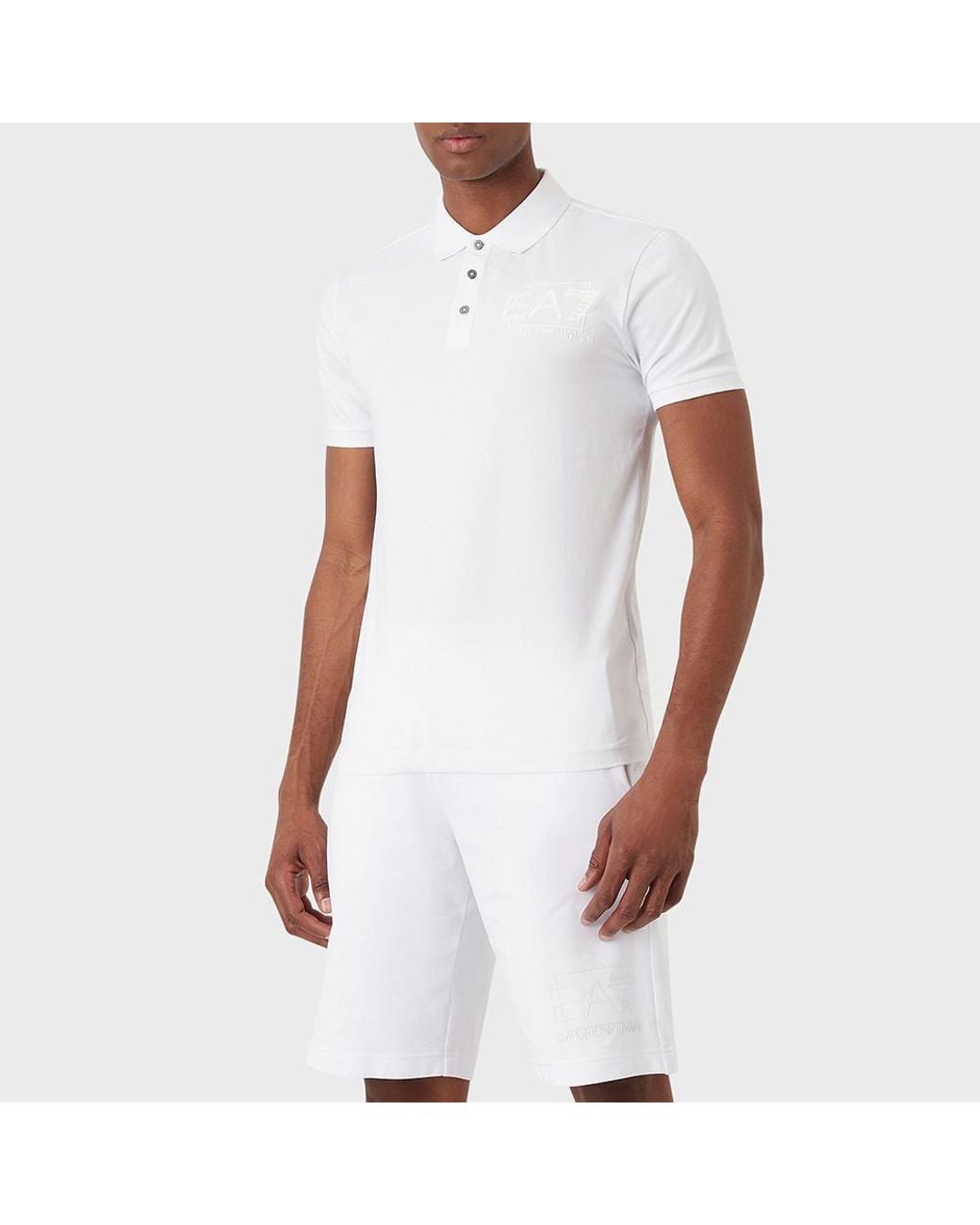 EA7 White Color Collision Logo Polo Shirt for men