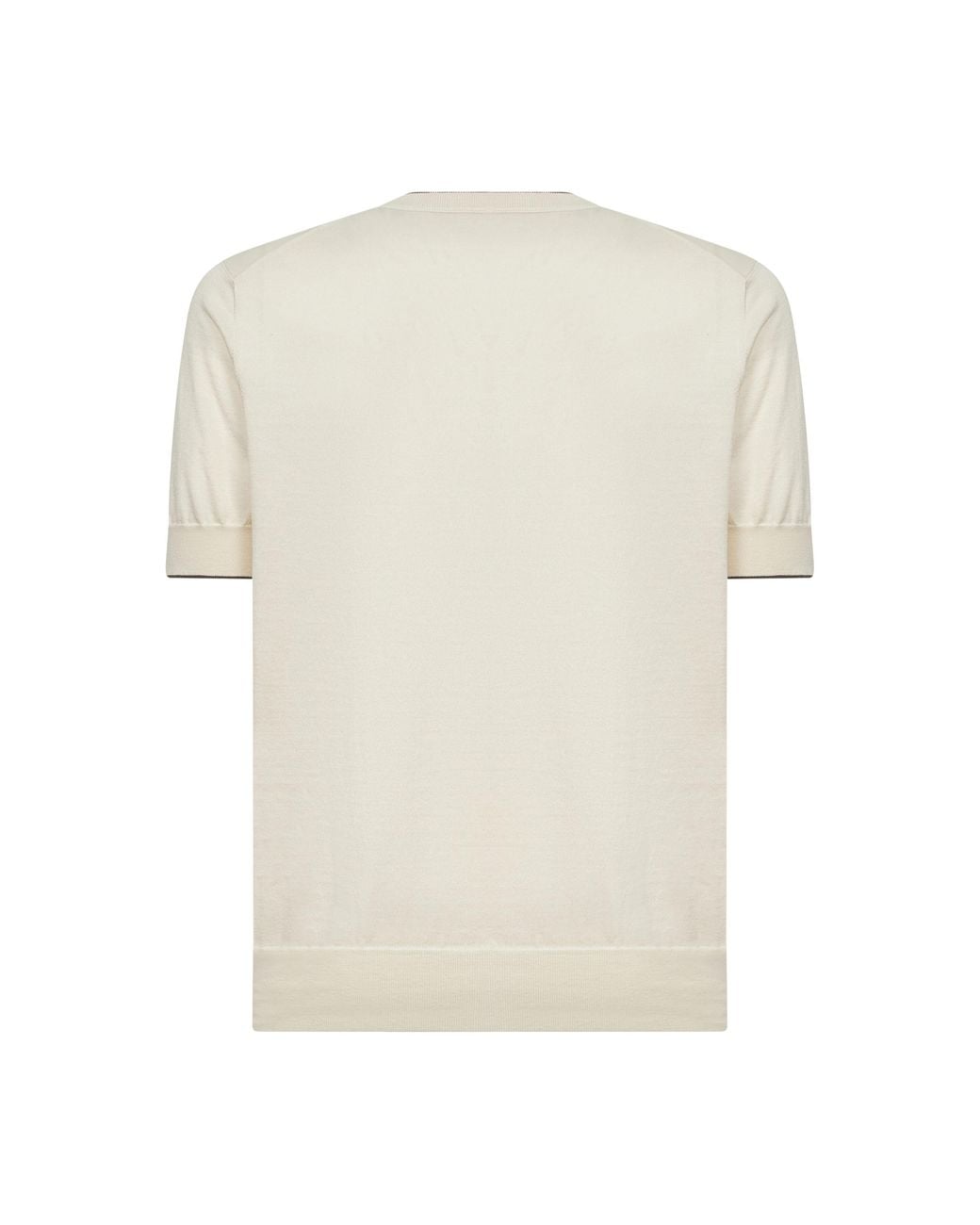 Brunello Cucinelli White Short Sleeved Ribbed Jumper for men