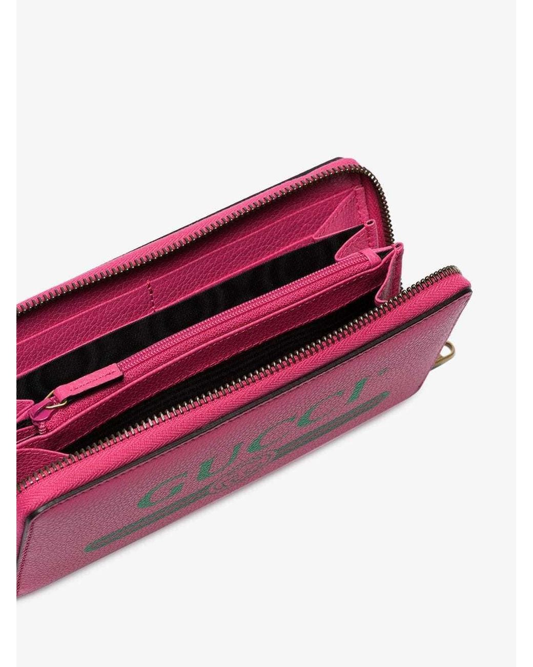 Gucci Pink Logo Printed Zipper Wallet for men
