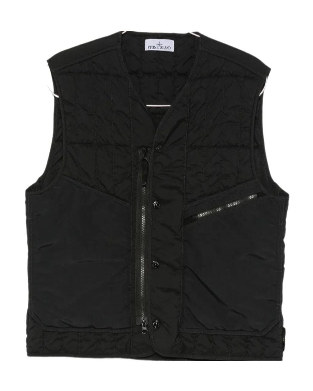 Stone Island Black V-Neck Vest for men