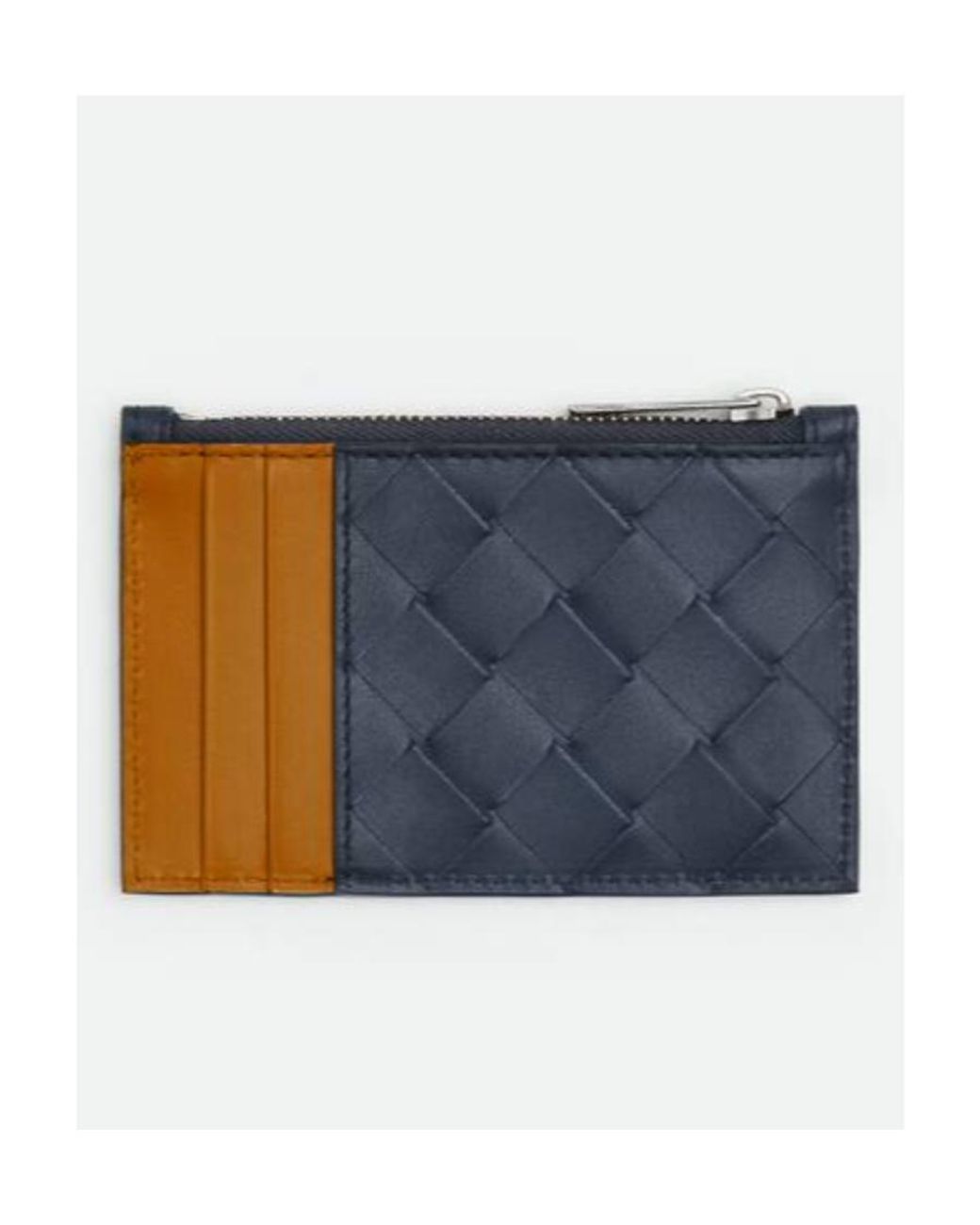 Bottega Veneta Blue Intrecciato Zipped Card Case for men