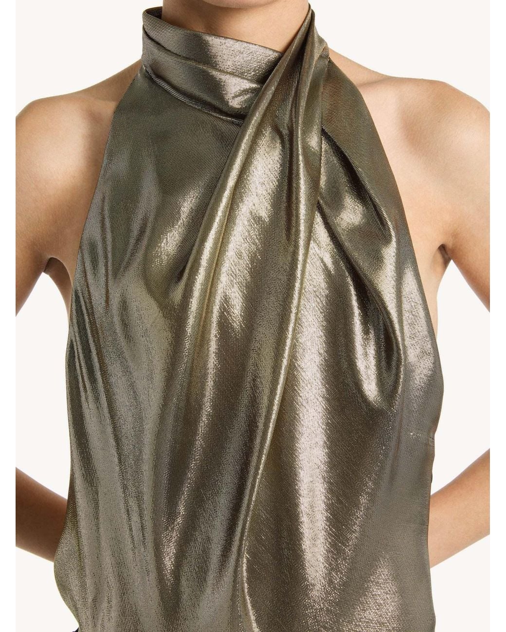 Balmain Green Backless Lurex Jersey Top