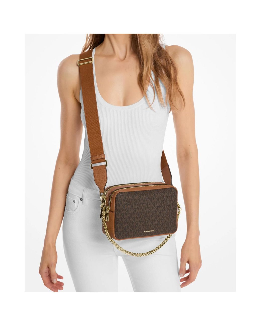 MICHAEL Michael Kors Brown Monogram Coatedcanvas Camera Bag