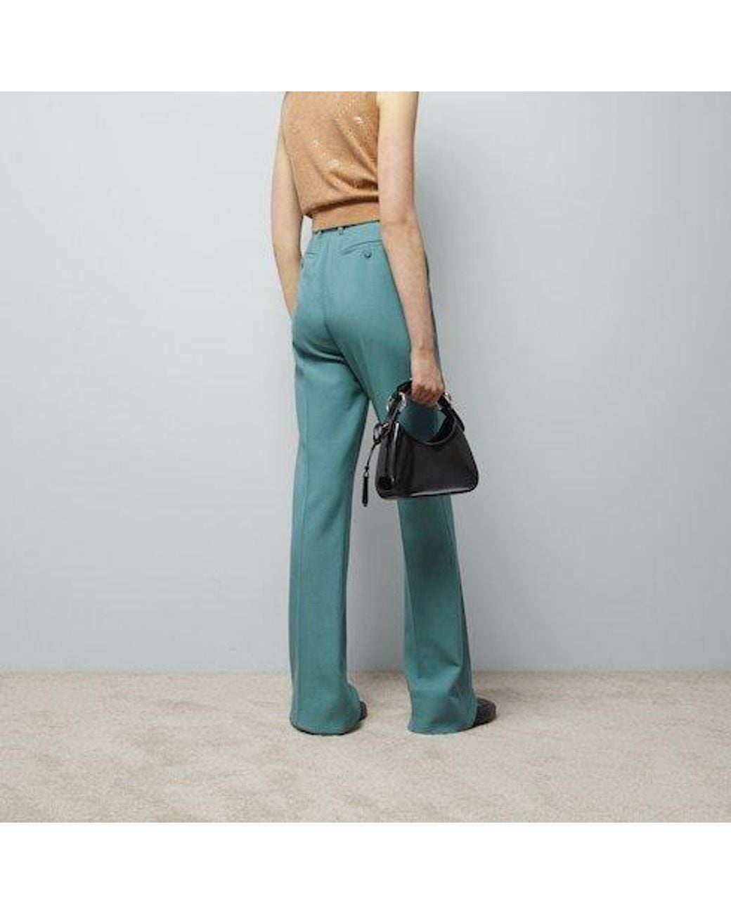 Gucci Blue High Waist Horsebit Trousers