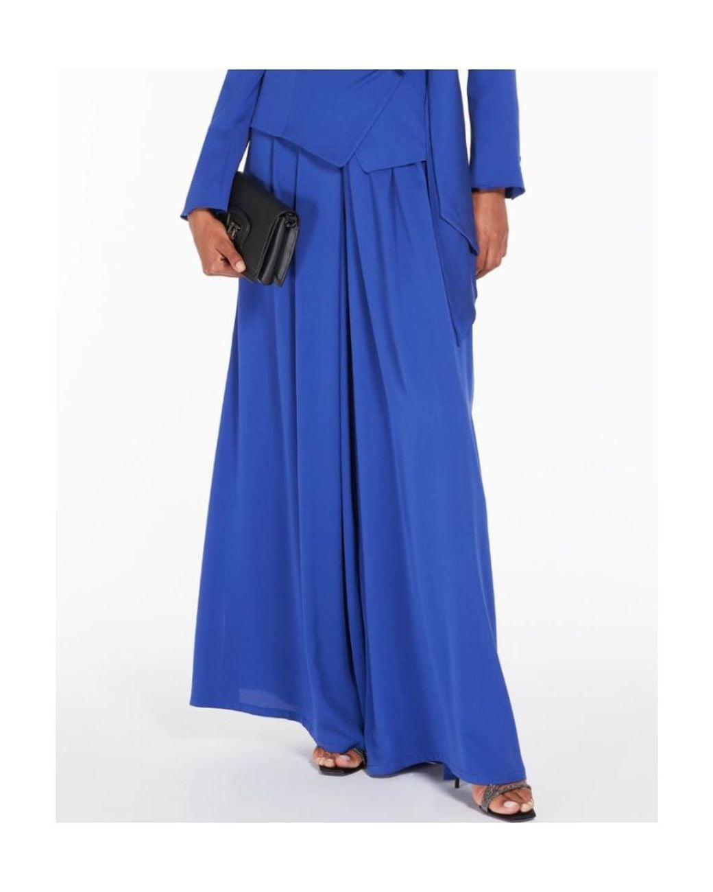 Max Mara Blue High-Waisted Wide Leg Pants