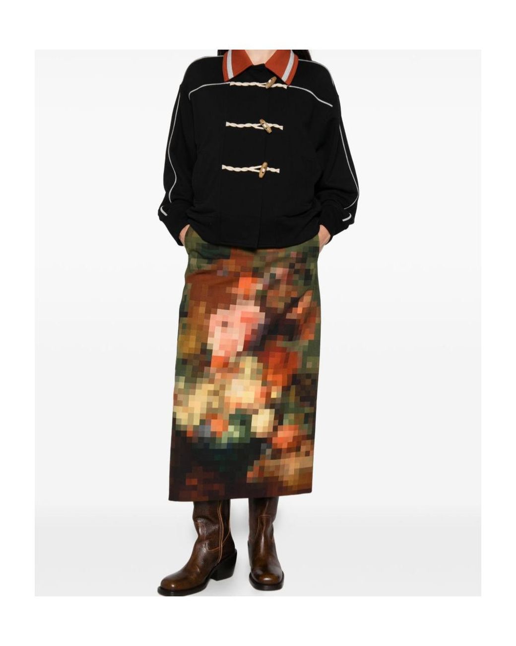 Dries Van Noten Black Long-Sleeved Fleece Jacket