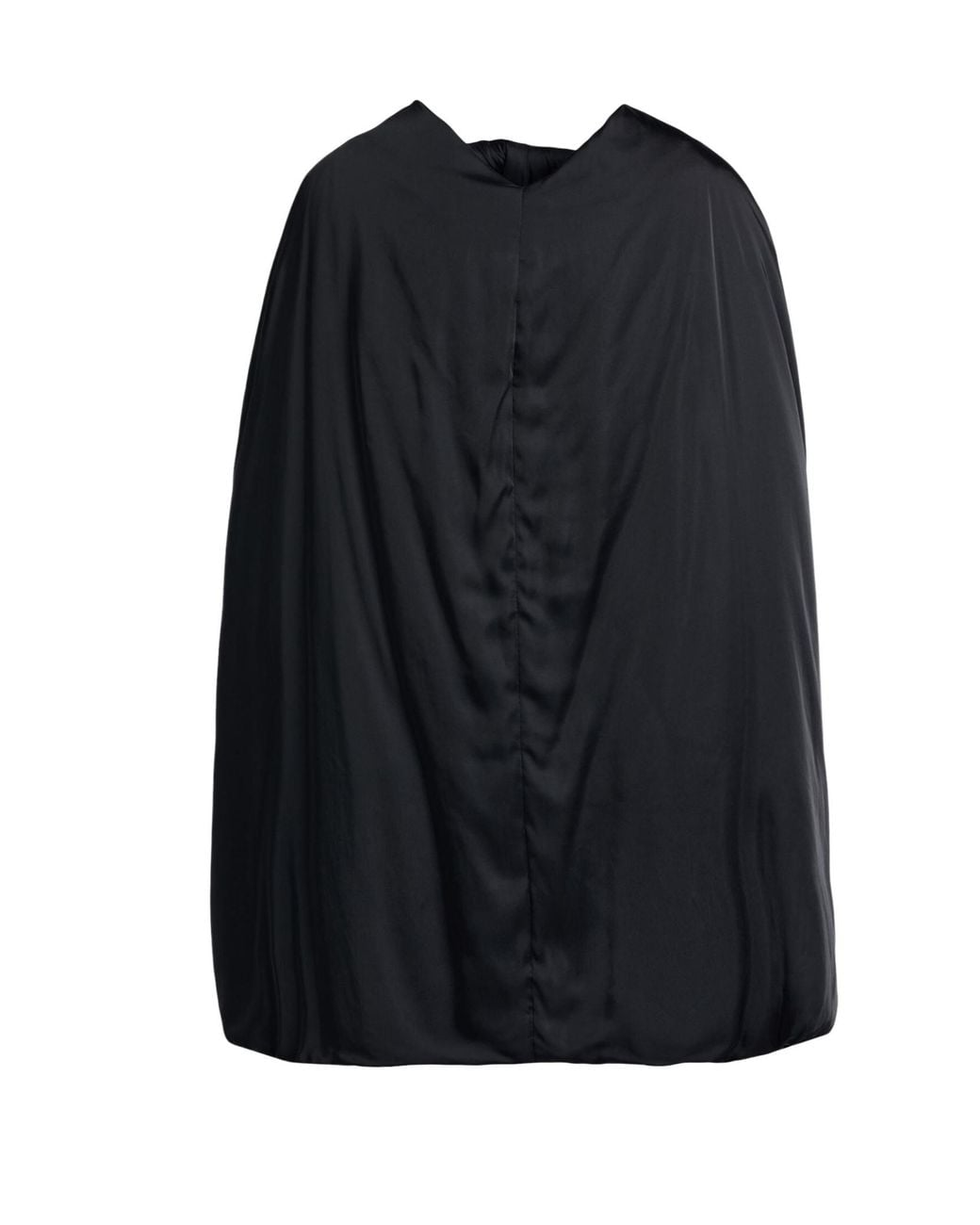 Rick Owens Black Solid-Colored Satin Shawl Cape
