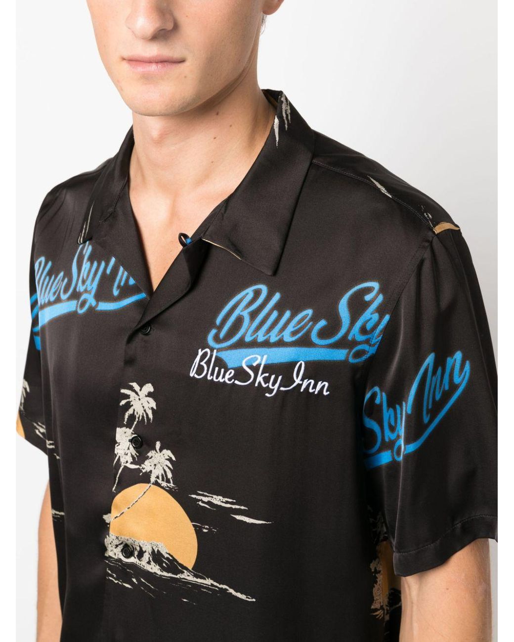 BLUE SKY INN Black Logo-Print Short-Sleeve Shirt for men