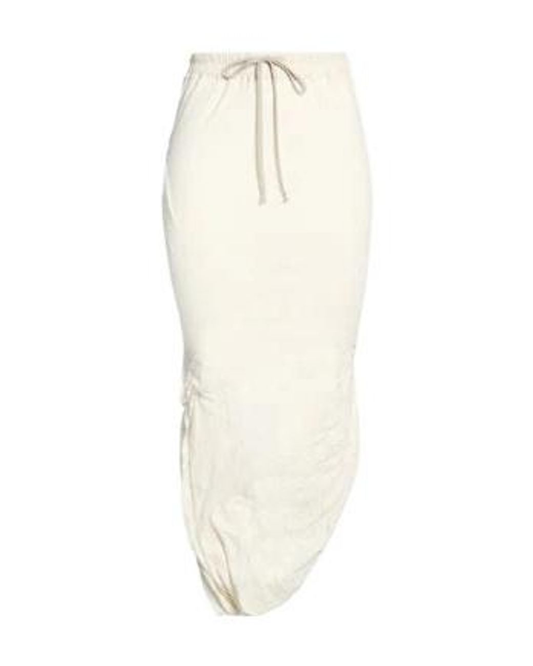 Rick Owens White Asymmetric Design Midi Skirt
