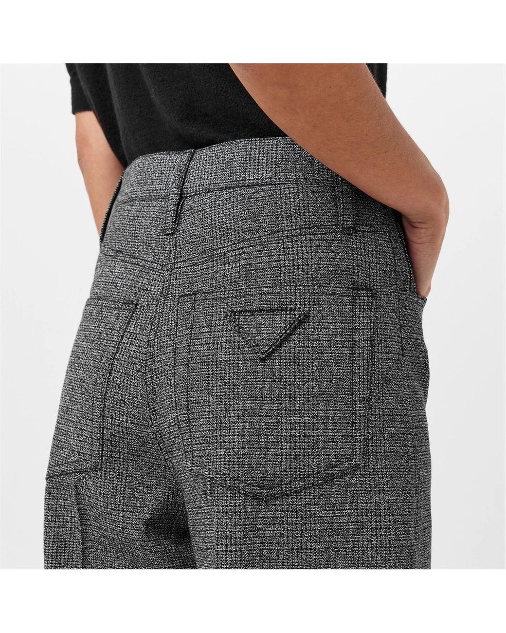 Prada Gray Checked Wide-Leg Casual Pants
