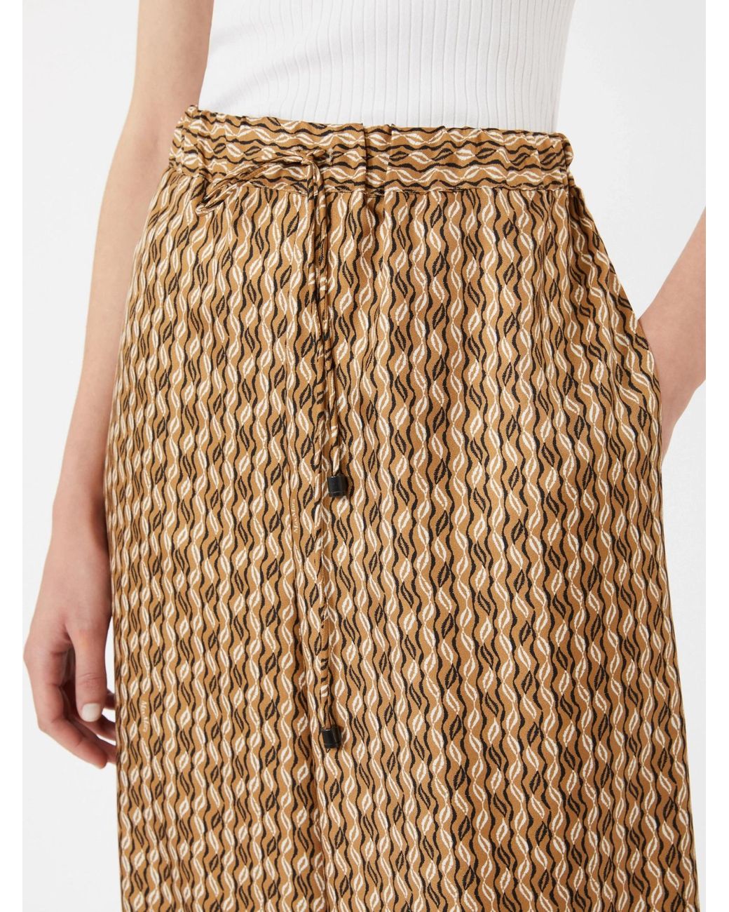 Max Mara Natural Silk Printed Drawstring Trousers