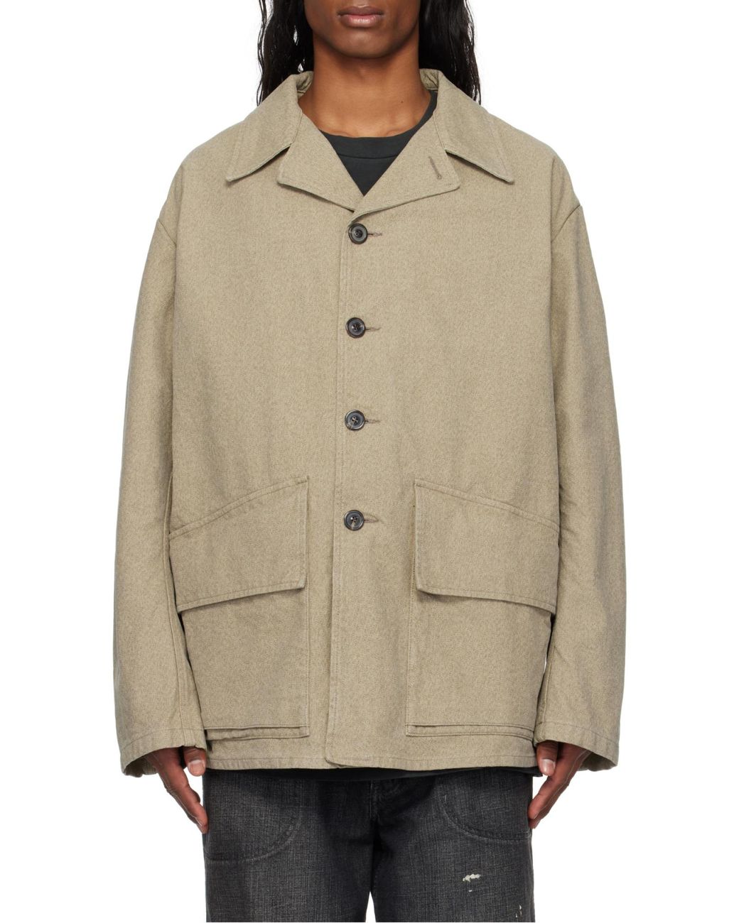Maison Margiela Green Drop Shoulder Caban Jacket for men