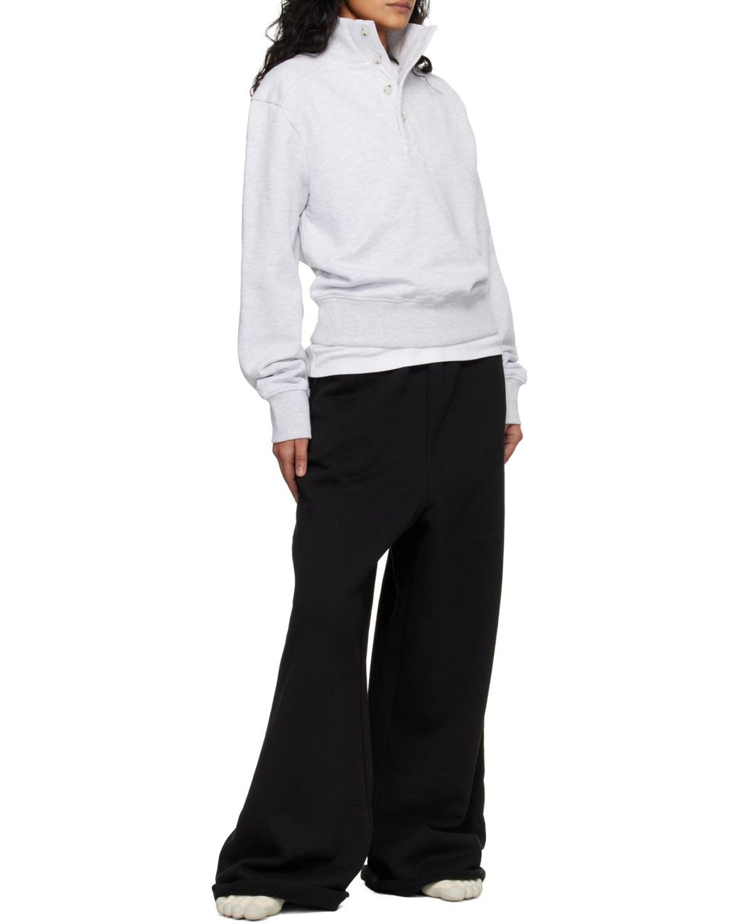 Entire studios White Button Mock-Neck Sweater for men