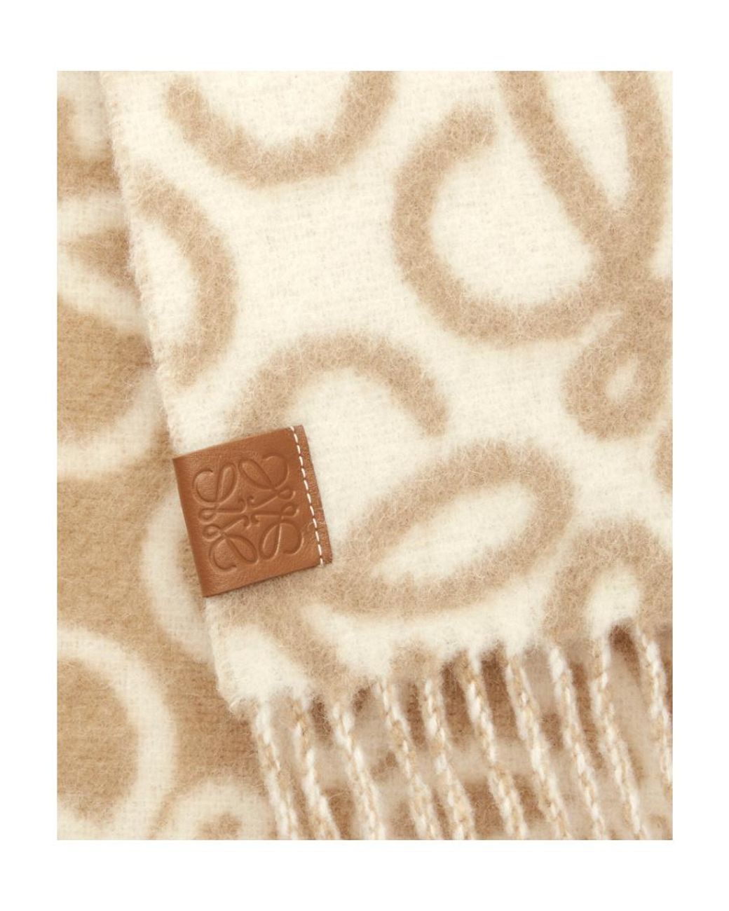 Loewe White Anagram Fringed Scarf
