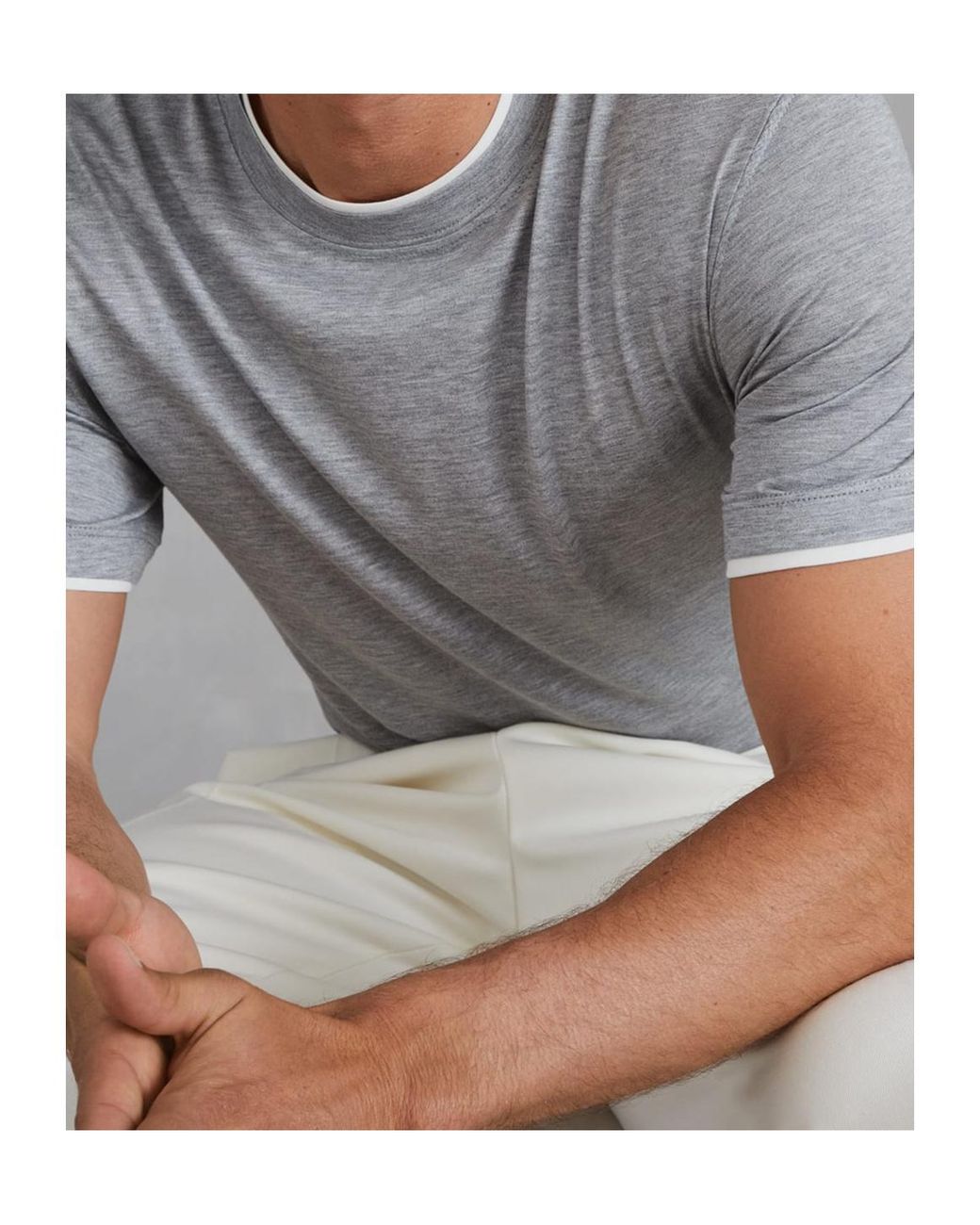 Brunello Cucinelli Gray Lightweight Jersey Crewneck T-Shirt for men