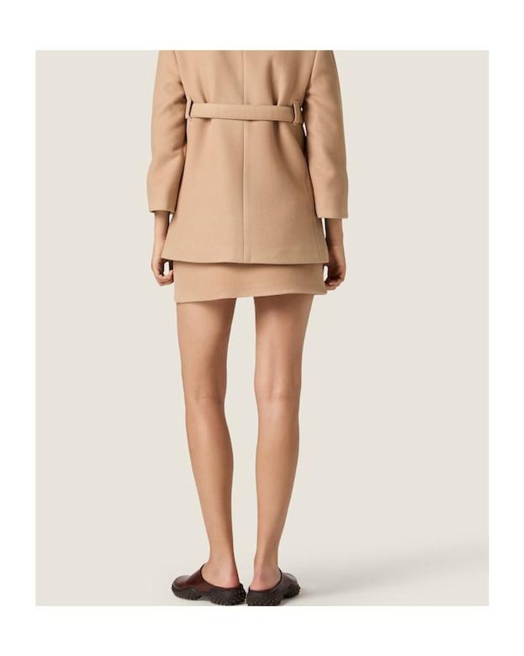 Miu Miu Natural Waxed Double Wool Miniskirt