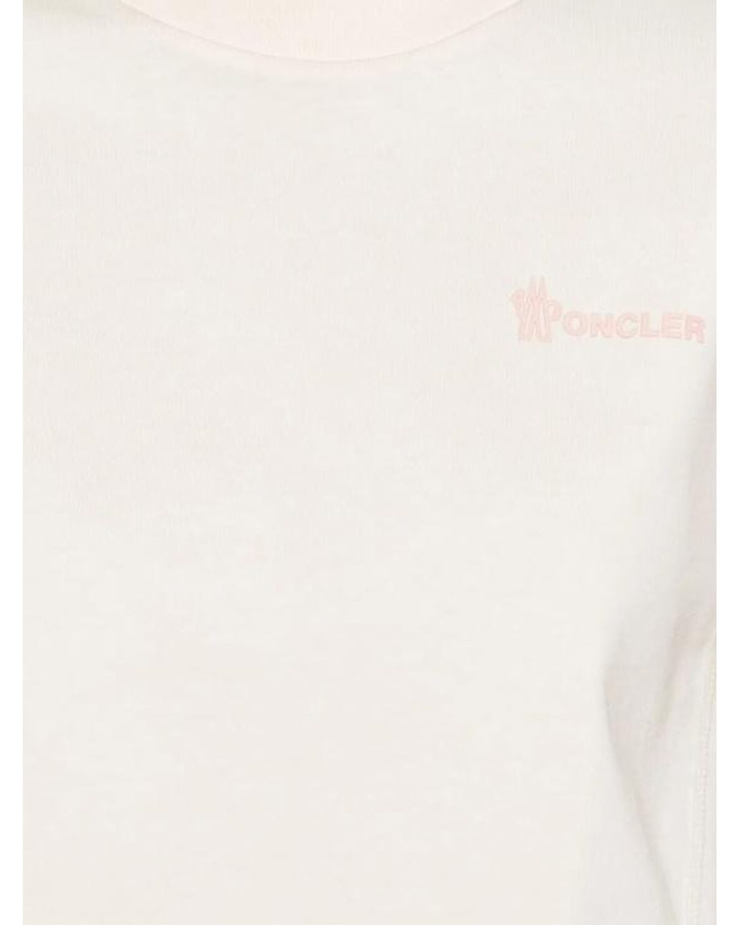 Moncler White Grenoble Logo Printed Crewneck T-Shirt