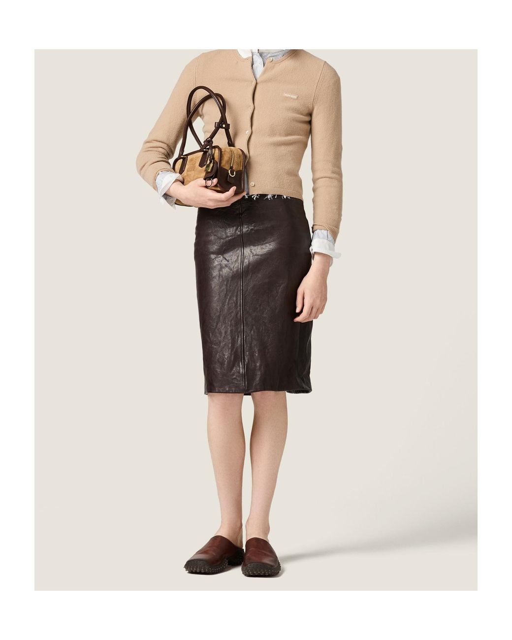 Miu Miu Brown Leather Skirt