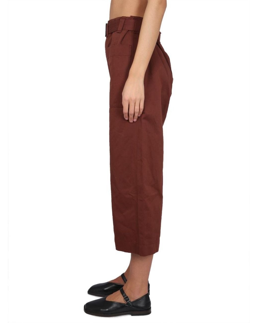 Lemaire Brown Cropped Belted Pants