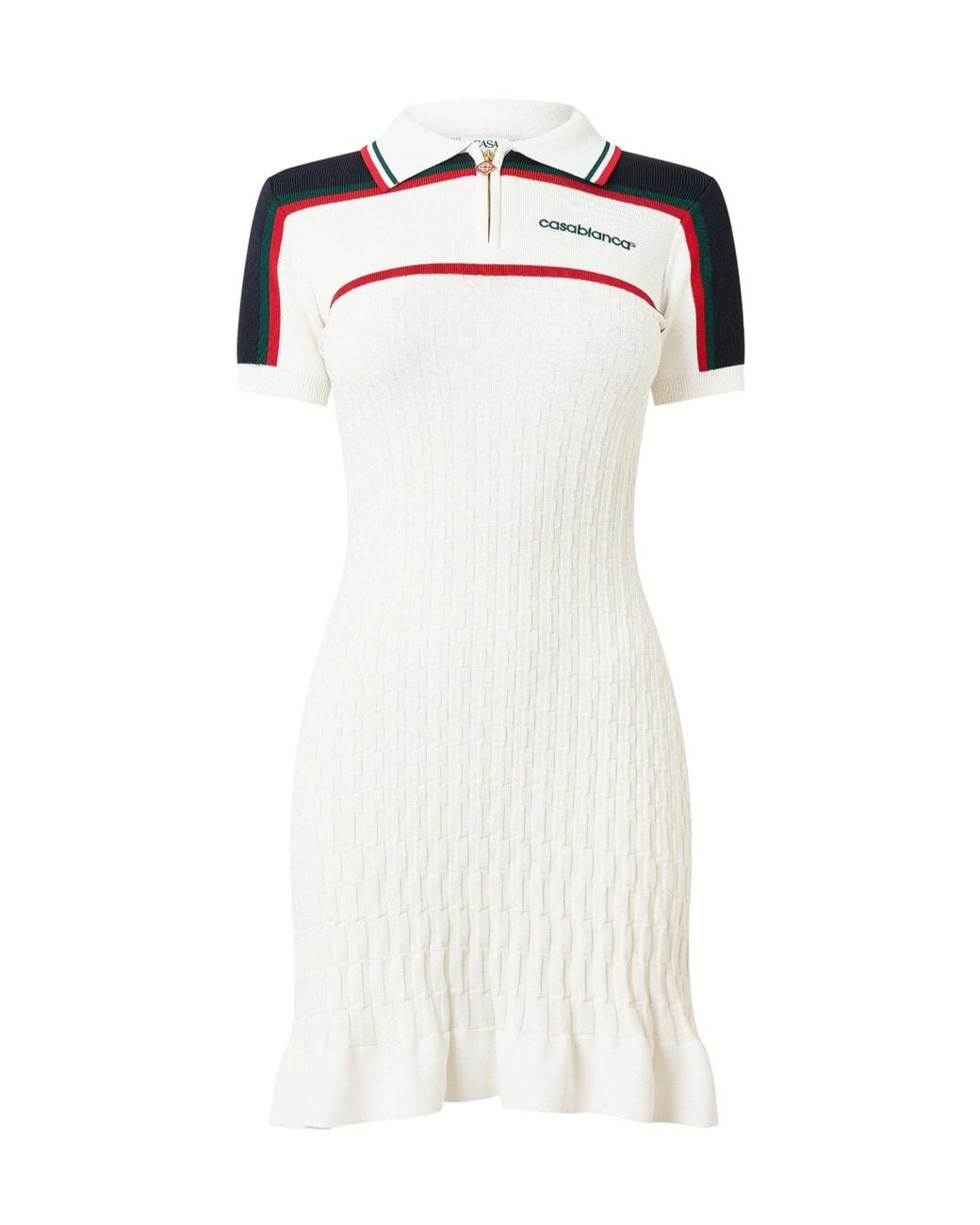 Casablanca White Tennis Viscose Ruffle Dress