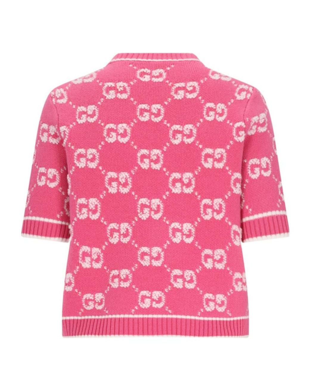 Gucci Pink Gg Jacquard Knitted Top