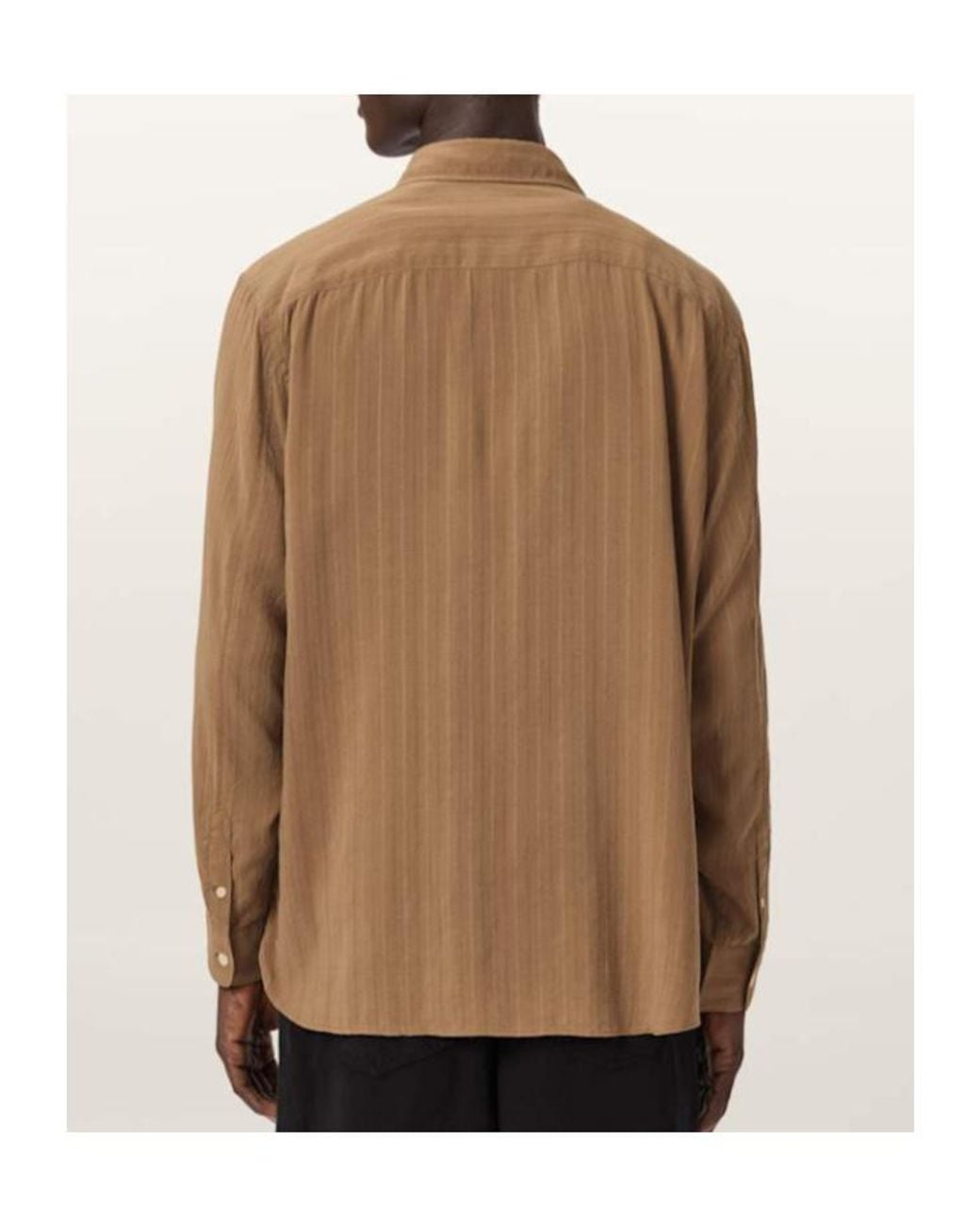 AllSaints Brown Carlyle Long Sleeve Oversized Shirt for men