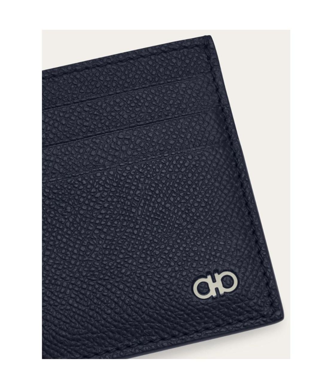 Ferragamo Blue Gancini Credit Card Holder for men