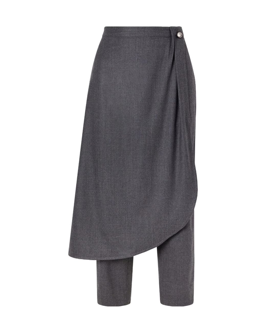 Maria McManus Gray Wrap-Effect Lannel Straight-Leg Pants