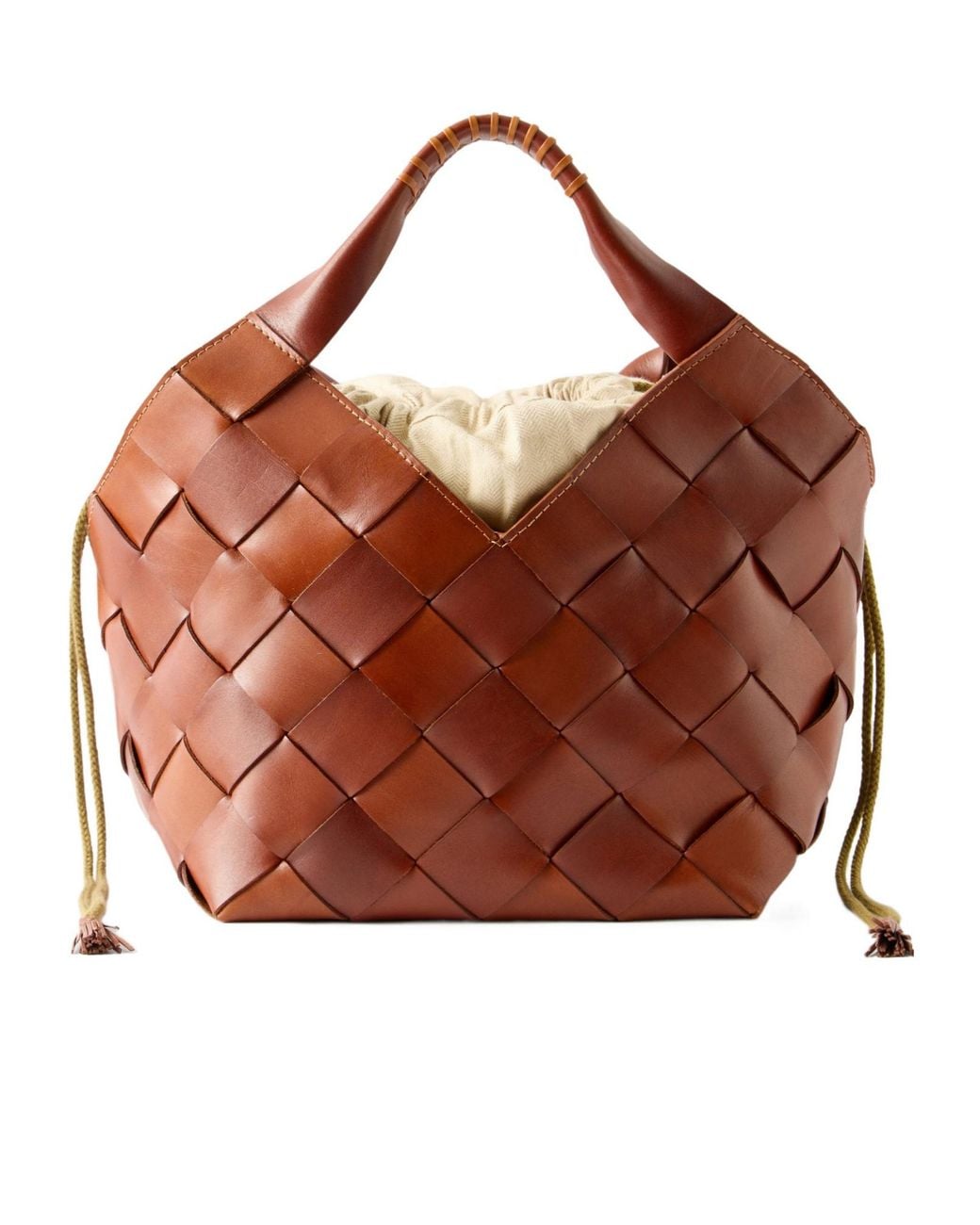 Dragon Diffusion Brown Woven Leather Tote