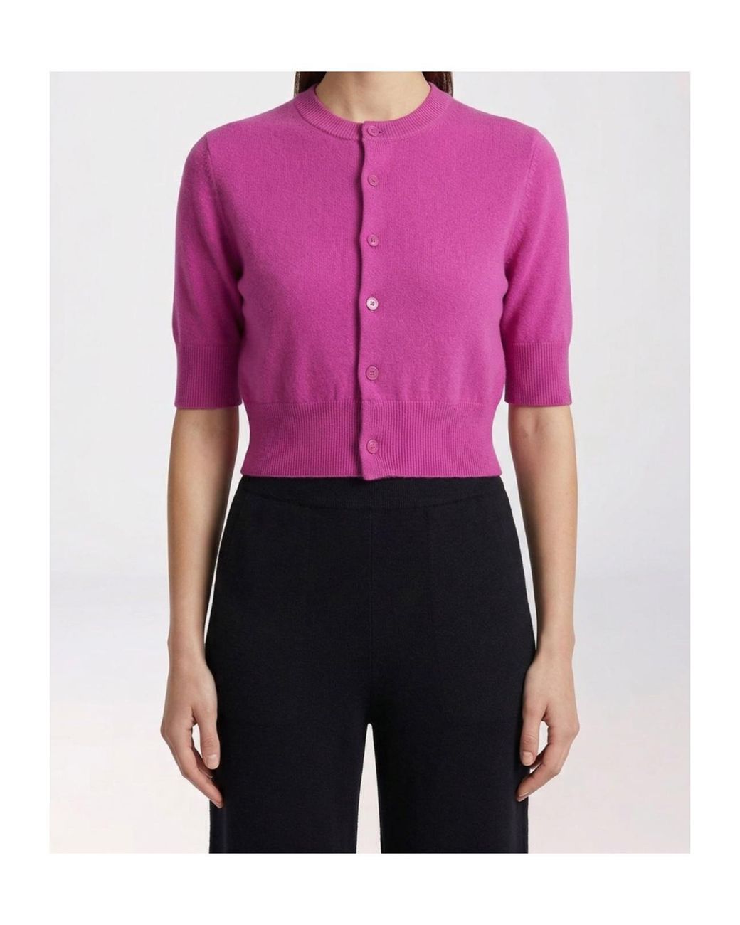 Extreme Cashmere Pink Crew Neck Cashmere Knit Cardigan