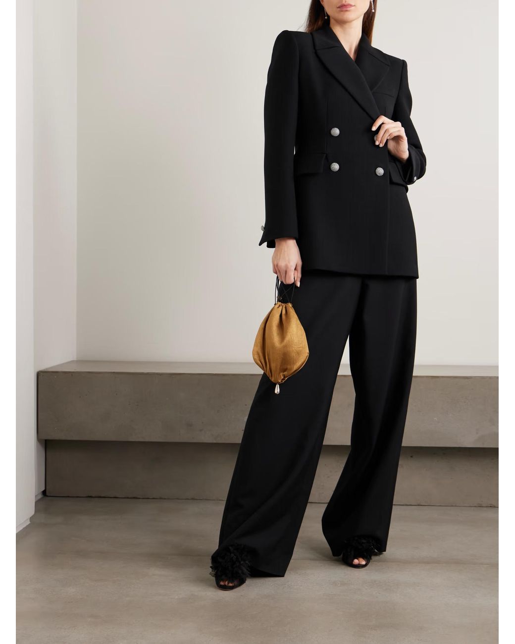 Alessandra Rich Black Double-Breasted Wool Blazer
