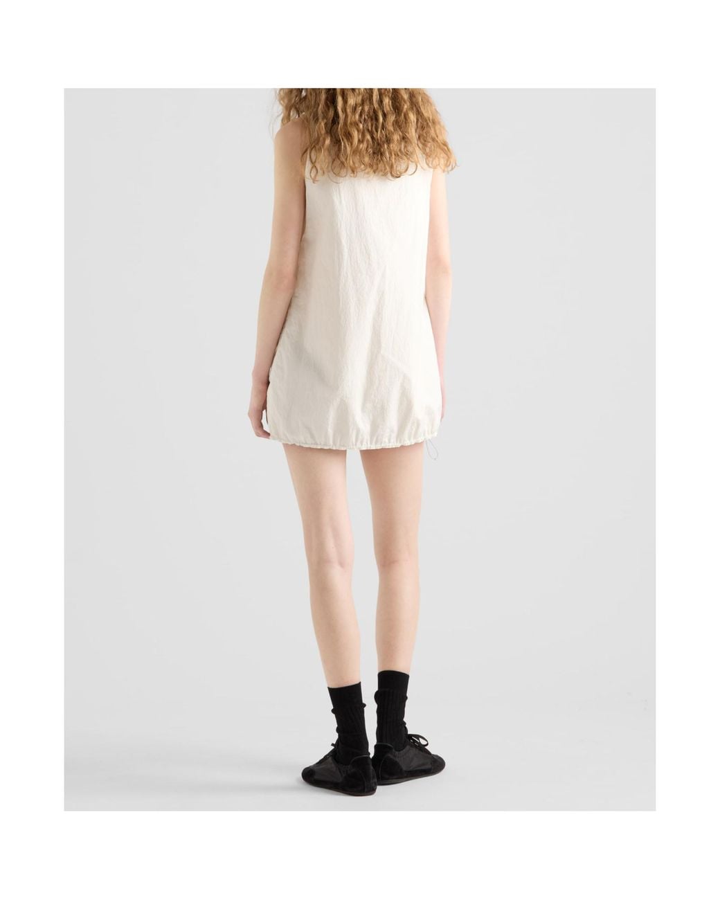 Prada White Sleeveless Technical Pongé Mini-Dress