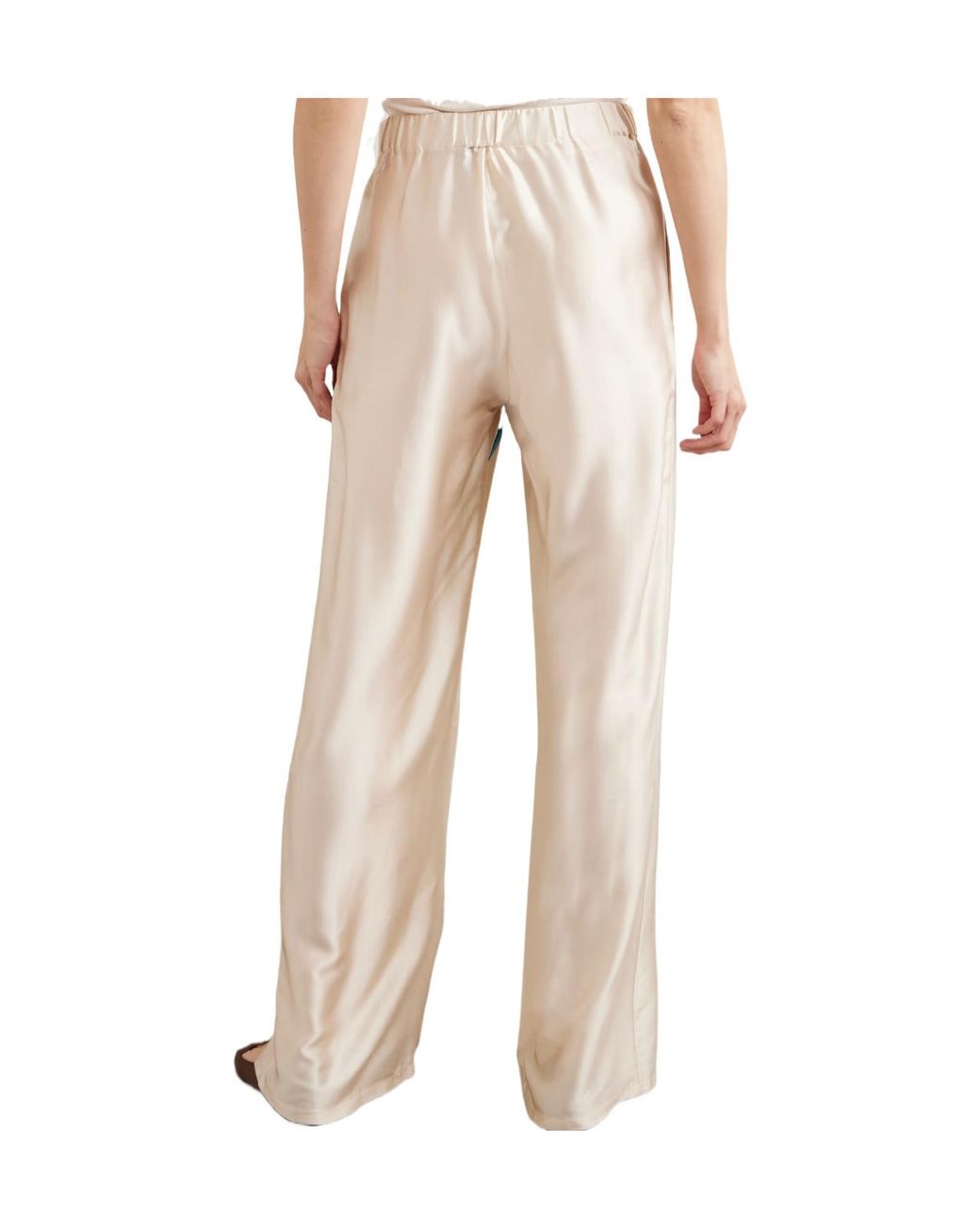 Donde Esteban White Printed Silk-Blend Wide-Leg Pants