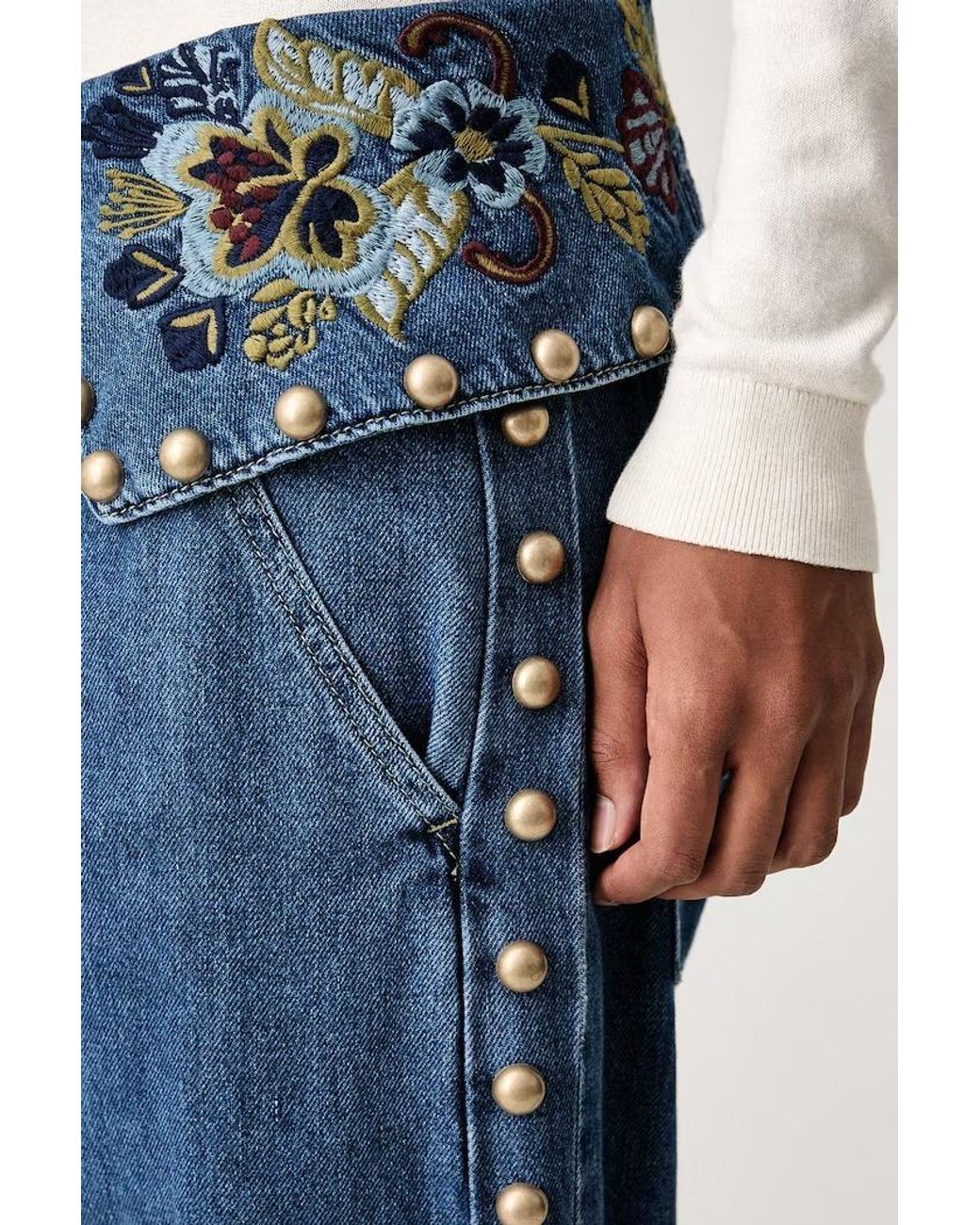 Farm Rio Blue Embellished Balloon Jeans