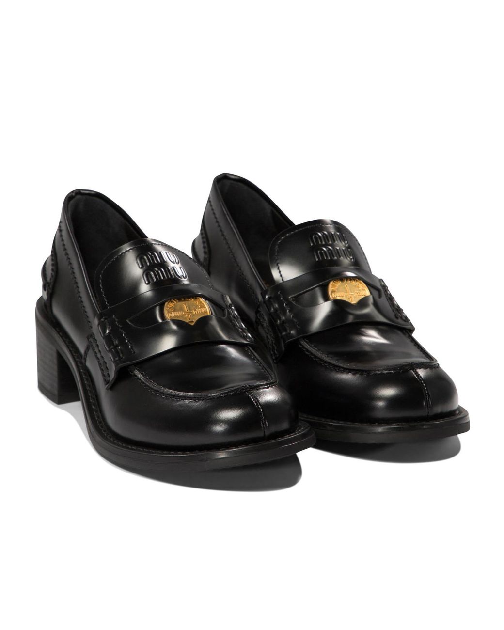 Miu Miu Black Brushed Leather Loafers