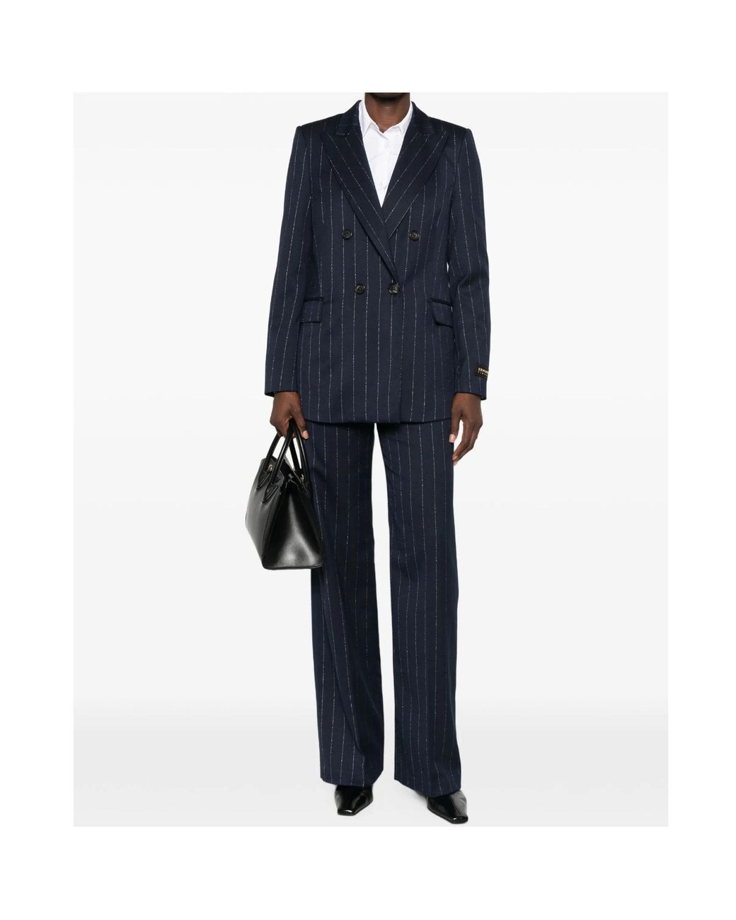 ERMANNO FIRENZE Blue Pinstriped Double-Breasted Blazer