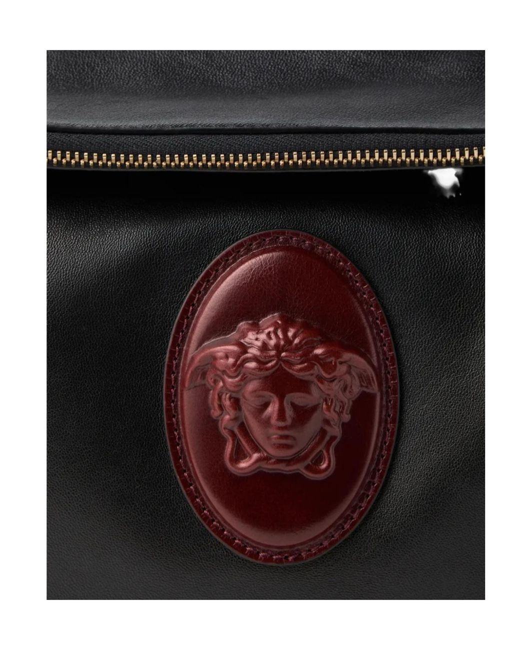 Versace Black Medusa Embossed Leather Shoulder Bag for men