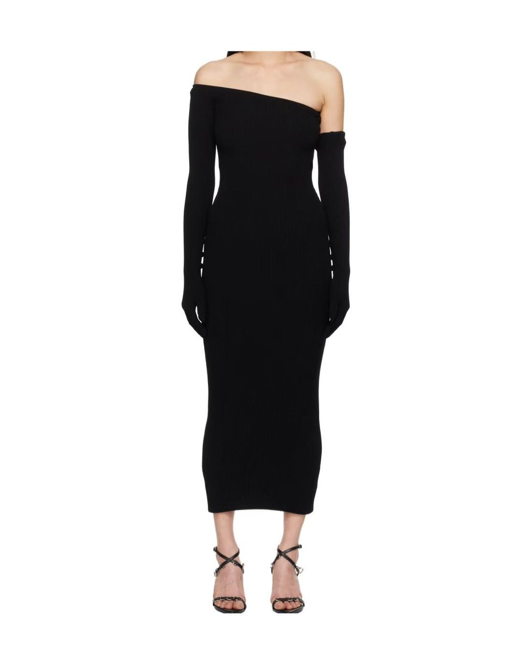 Jean Paul Gaultier Black Asymmetric Neckline Dress