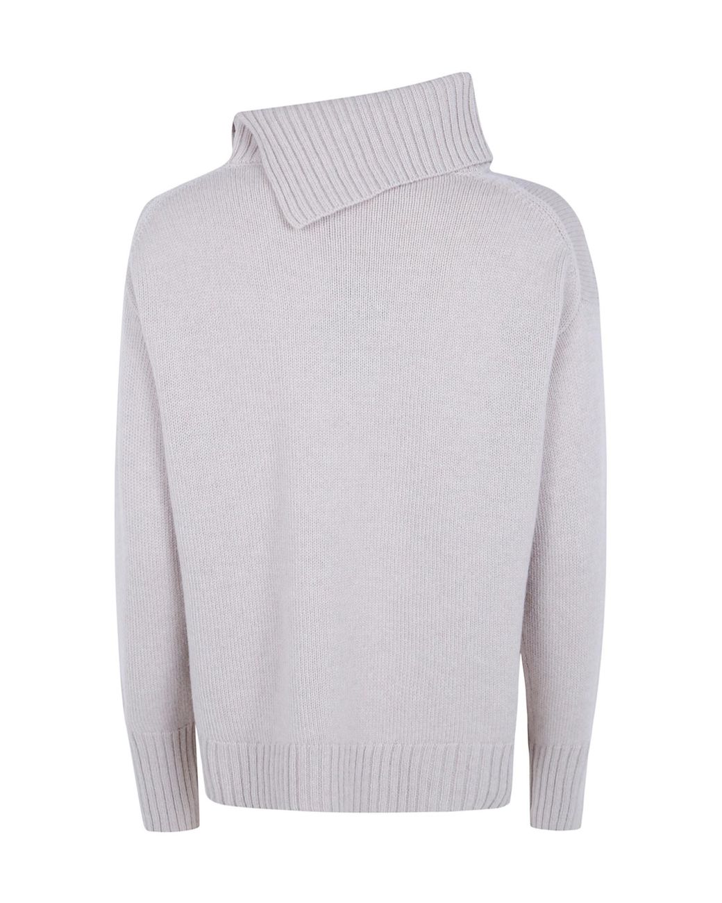 Anneclaire Gray Asymmetric Roll-Neck Sweater