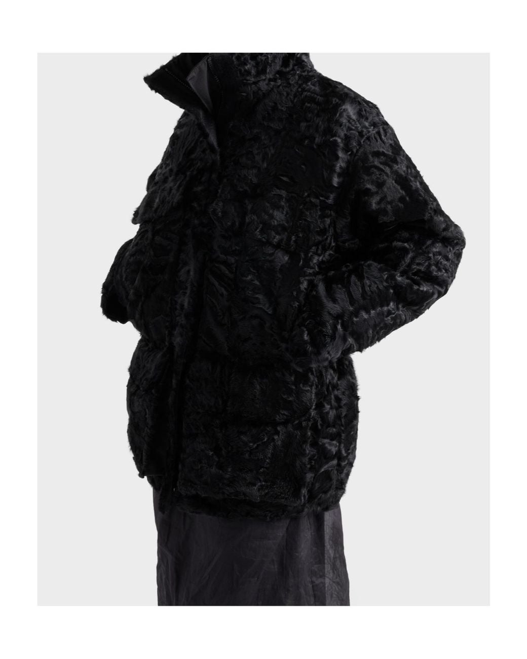 Prada Black Shearling Caban Jacket