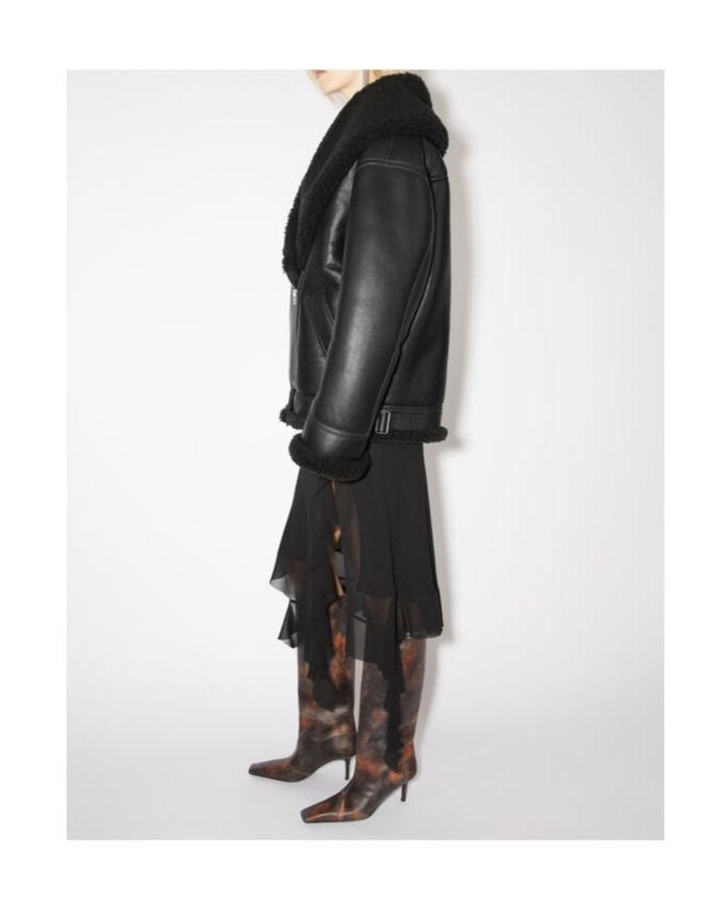 Acne Black Drop Shoulder Biker Jacket