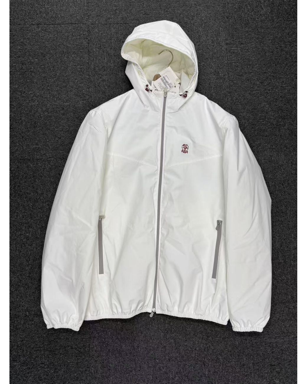 Brunello Cucinelli White Hooded Zip-Fastening Jacket for men