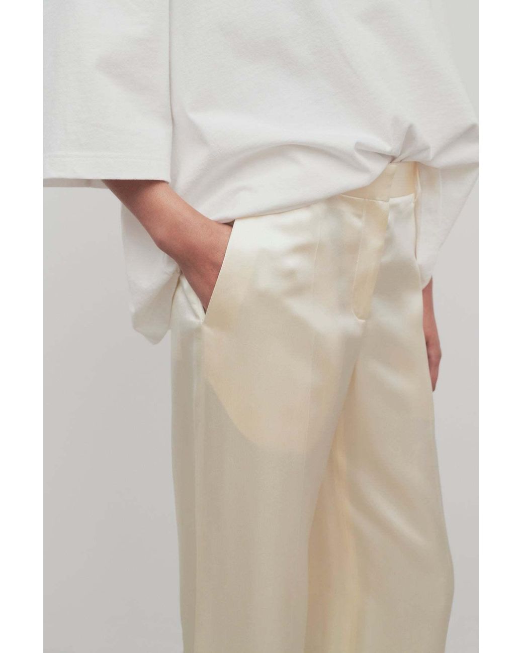 The Row Natural Encore Straight-Leg Satin Pants