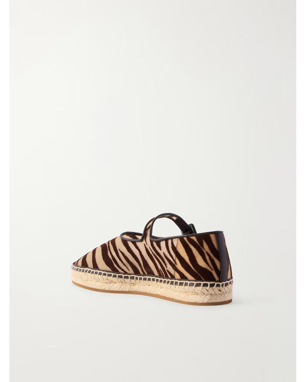 Loeffler Randall Brown Leather-Trimmed Flocked Mesh Ballet Flats