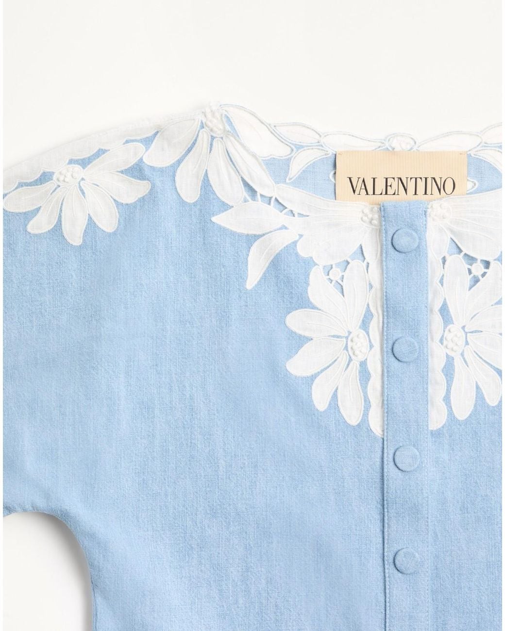 Valentino Blue Light Embroidered Denim Shirt