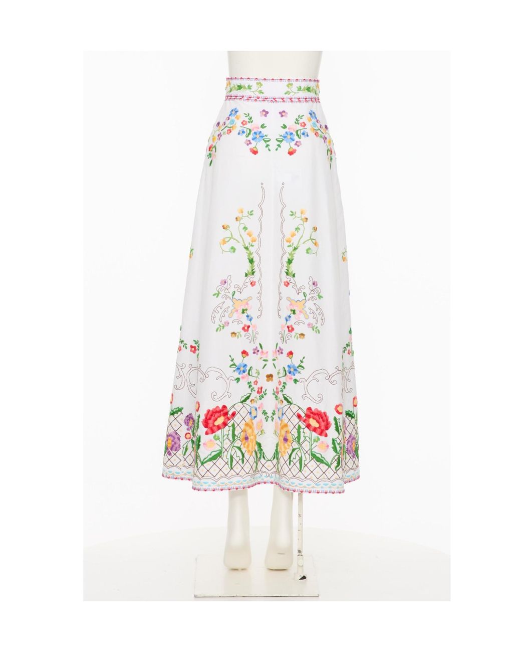 Valentino White Button Detailed Floral Patterned Skirt