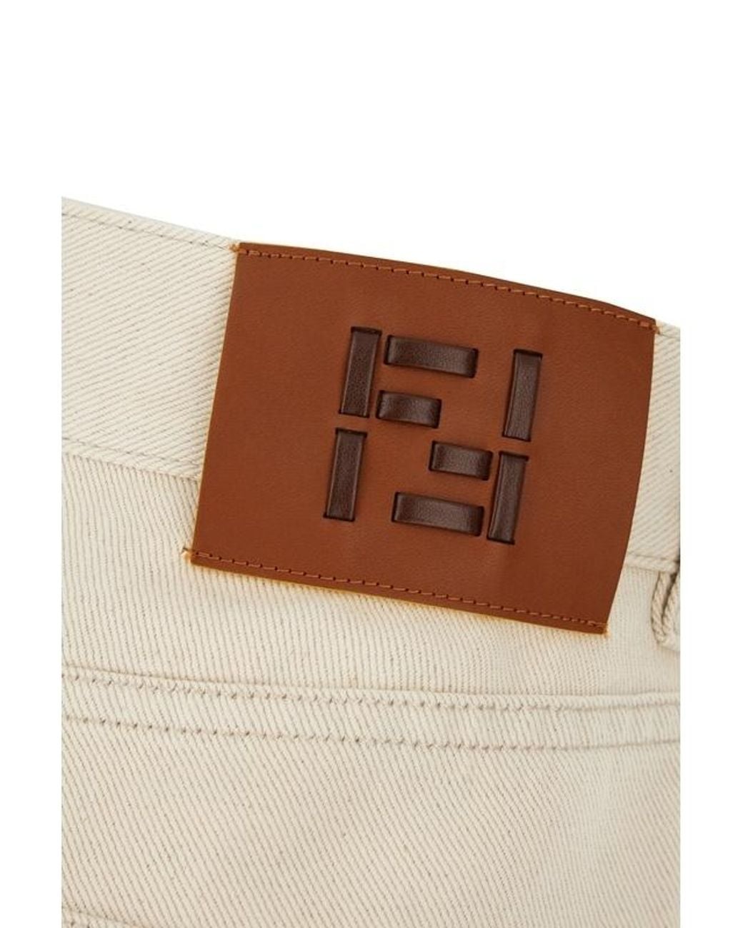 Fendi White Logo Detailed Straight-Leg Jeans