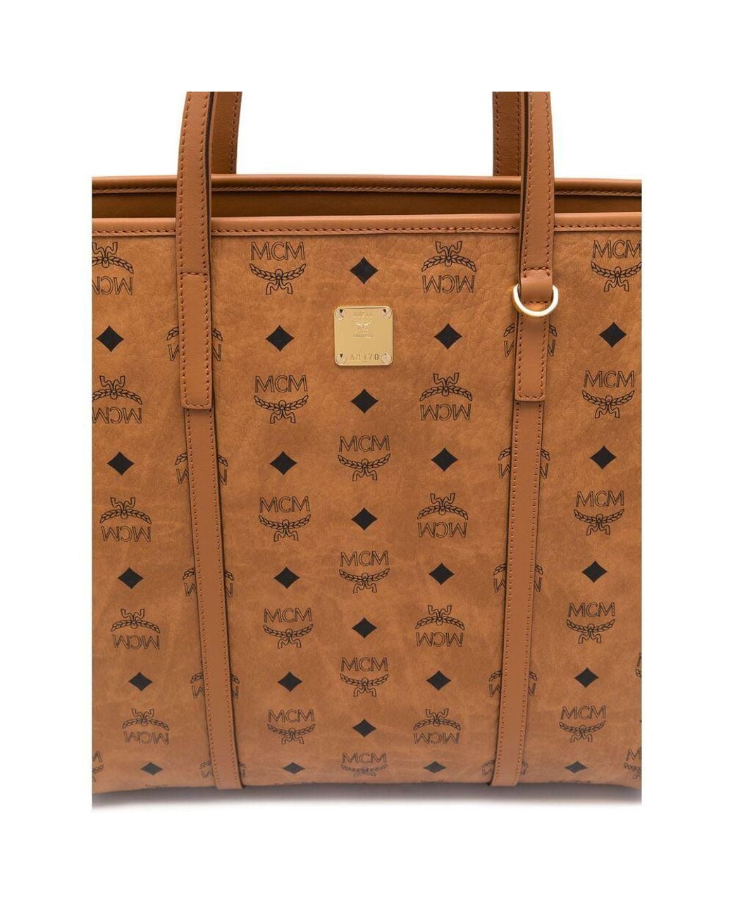 MCM Brown Allover Logo Printed Tote Bag
