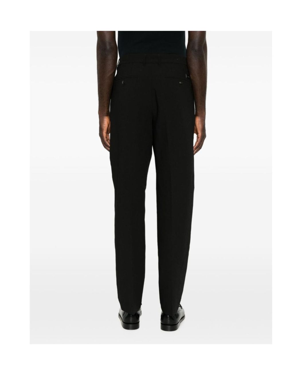 Emporio Armani Black Pressed-Crease Straight-Leg Trousers for men